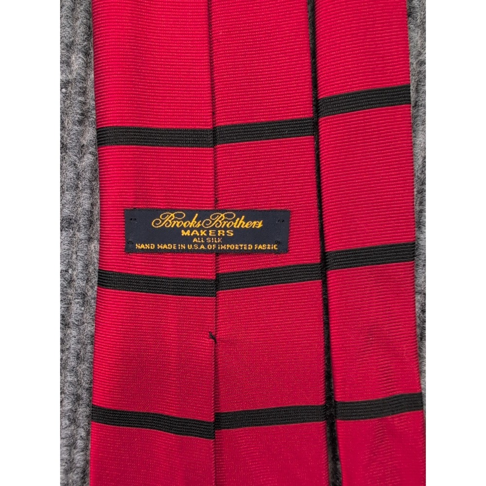 Vintage Brooks Brothers Makers Silk Tie Red W/ Black Stripe Made in USA